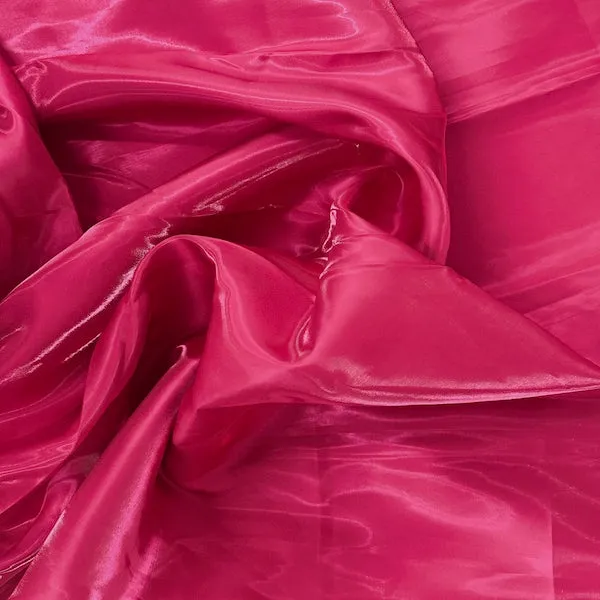 Fuchsia Crystalized Reflective Liquid Bridal Satin Fabric