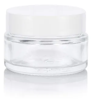 Glass Low Profile Balm Jar in Clear with White Foam Lined Lid (12 Pack)