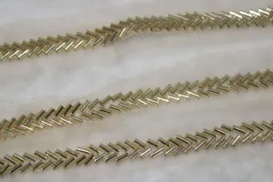 Golden Cutdana Beads Embroidered Border