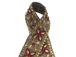 Golden Maroon Floral Stone Work Fancy Embroidered Border