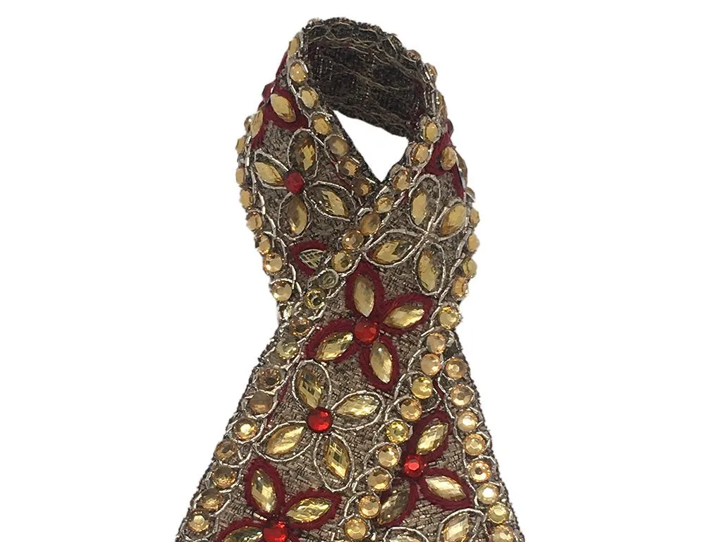 Golden Maroon Floral Stone Work Fancy Embroidered Border
