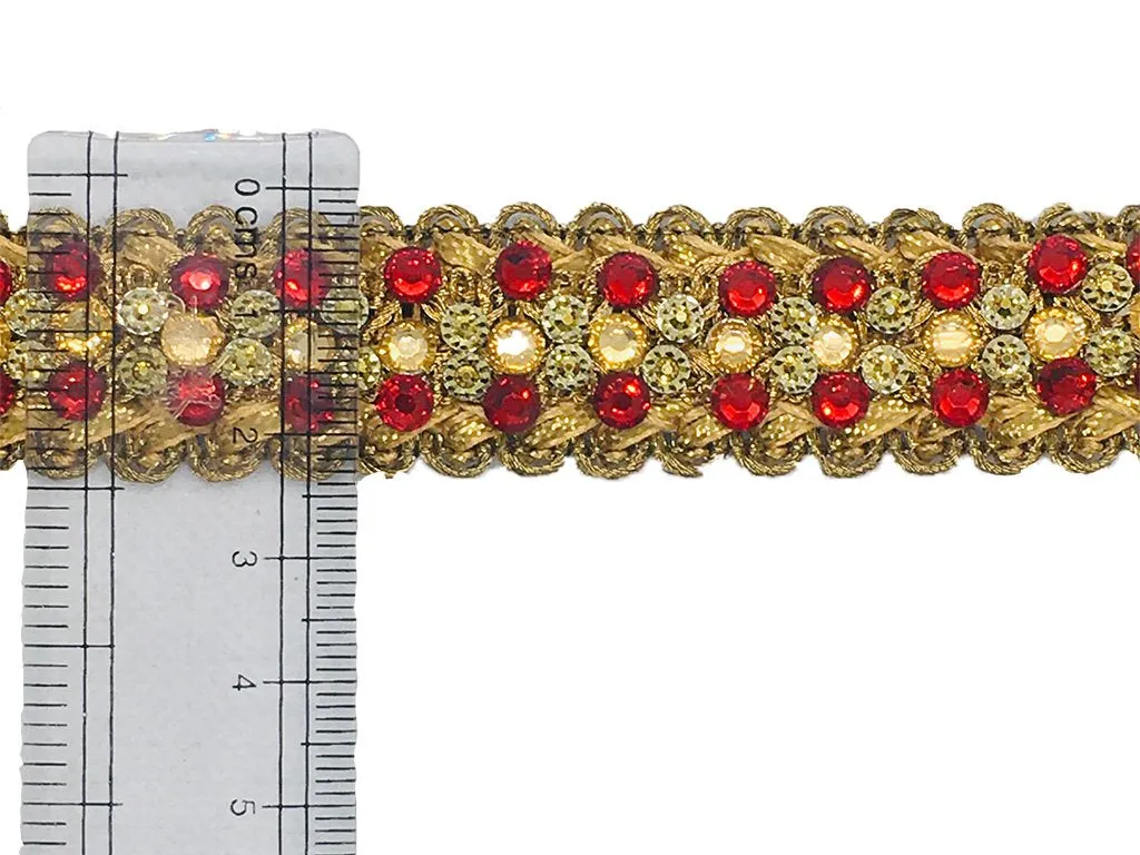 Golden Maroon Studded Stone Work Embroidered Border