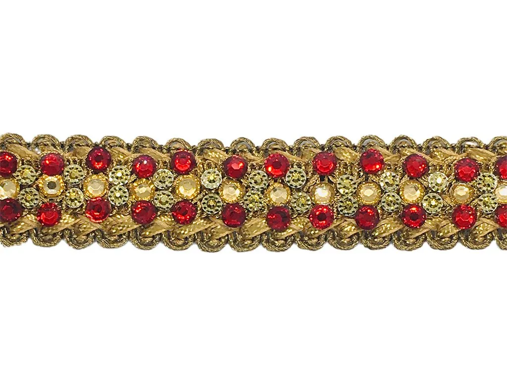 Golden Maroon Studded Stone Work Embroidered Border