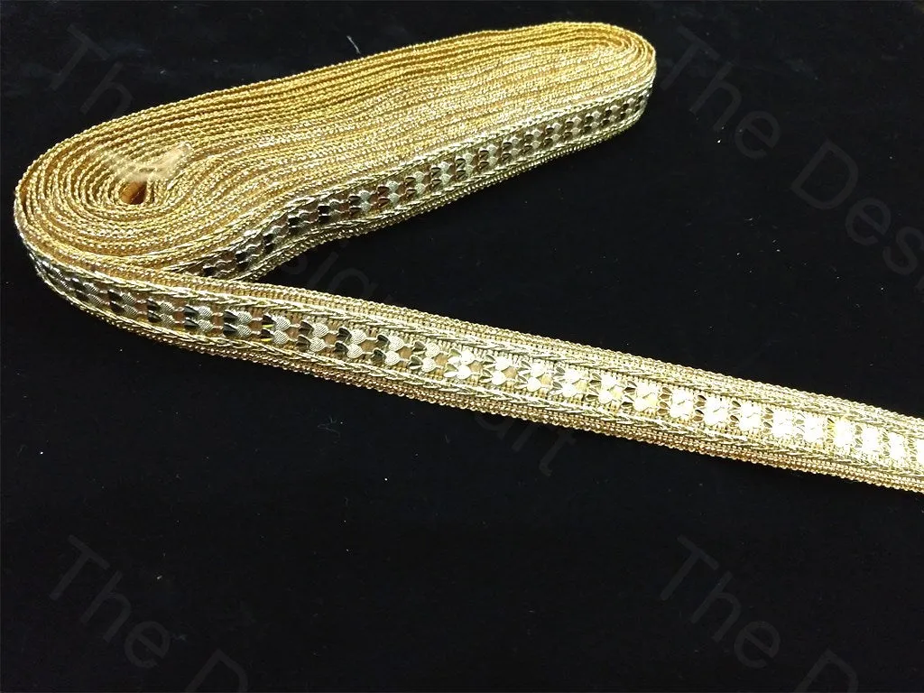 Golden Metal Sheet Design Sequins Embroidered Border
