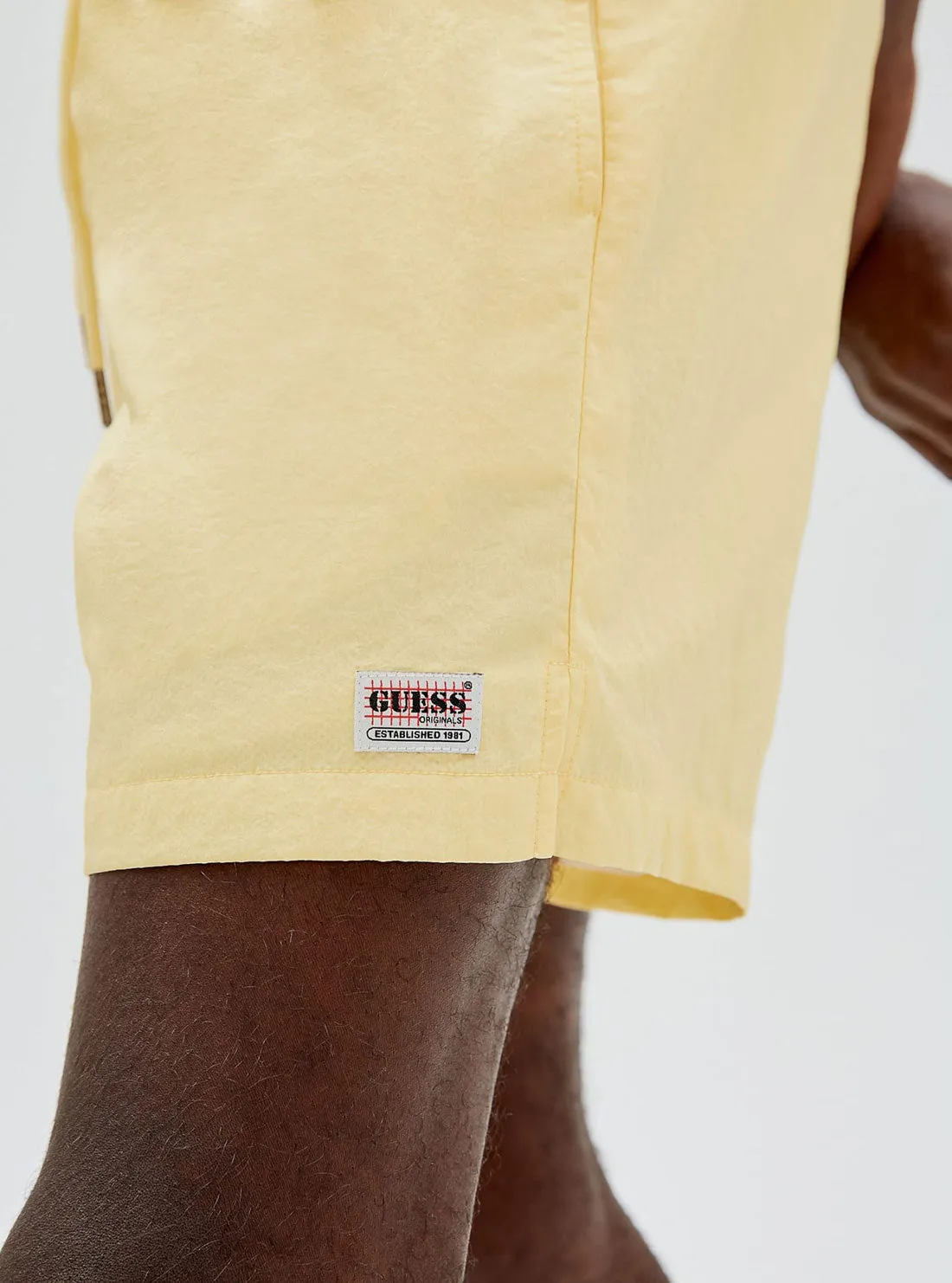 GUESS Originals Butter Yellow Nylon Patch Shorts