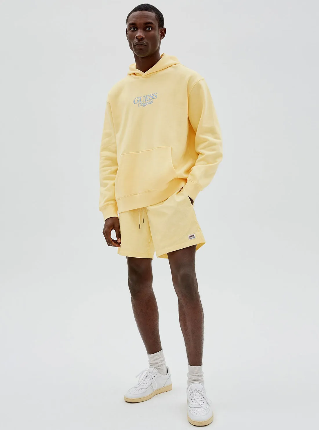 GUESS Originals Butter Yellow Nylon Patch Shorts