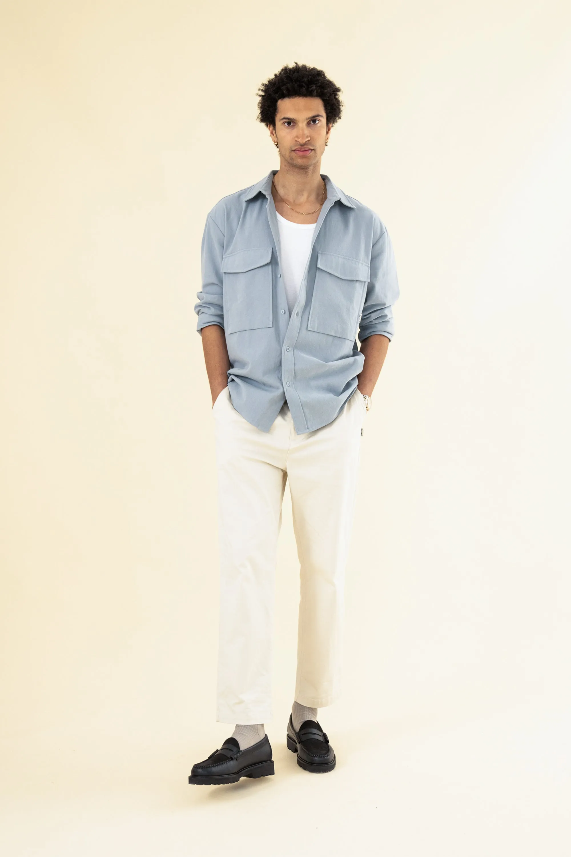 HEAVY CANVAS LONGSLEEVE SHIRT - LIGHT BLUE