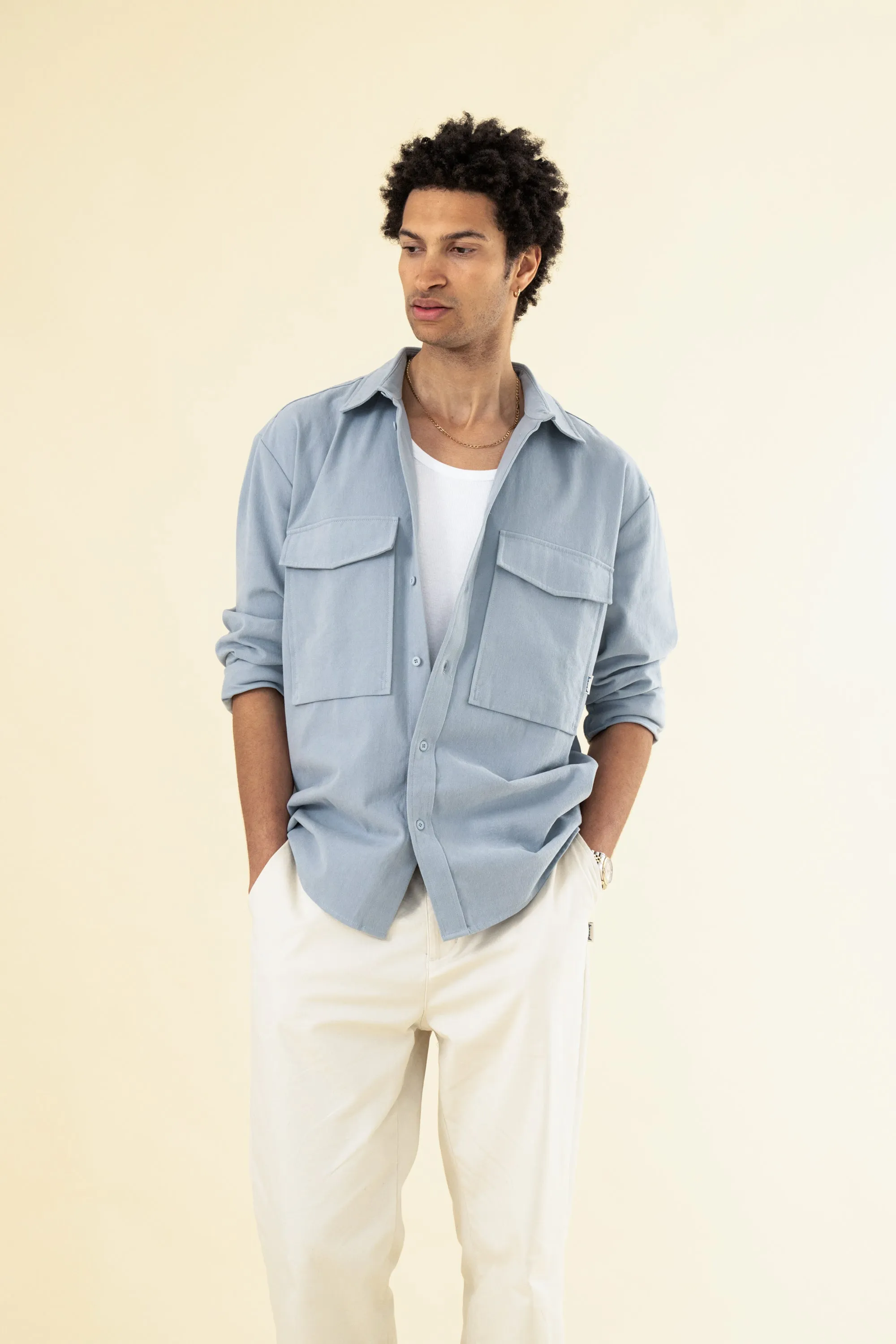 HEAVY CANVAS LONGSLEEVE SHIRT - LIGHT BLUE