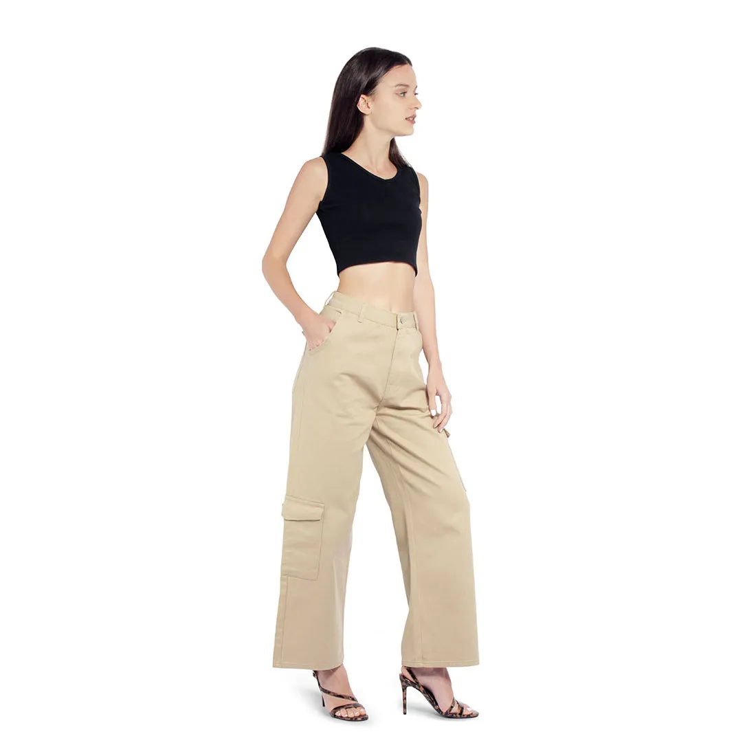 High Waist Cargo Pocket Pants