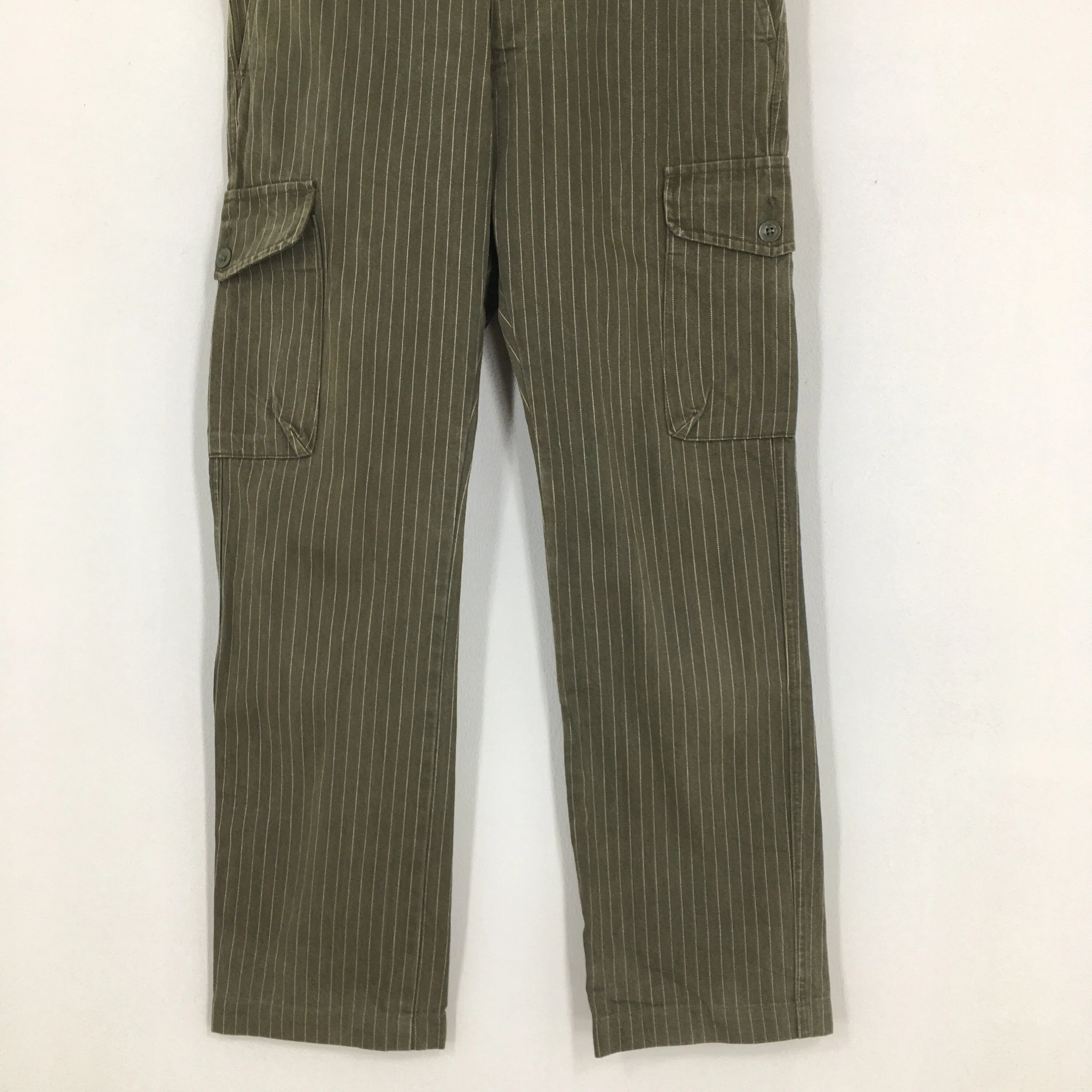 Japanese Tabloid News Brown Striped Cargo Pants Size 32x30