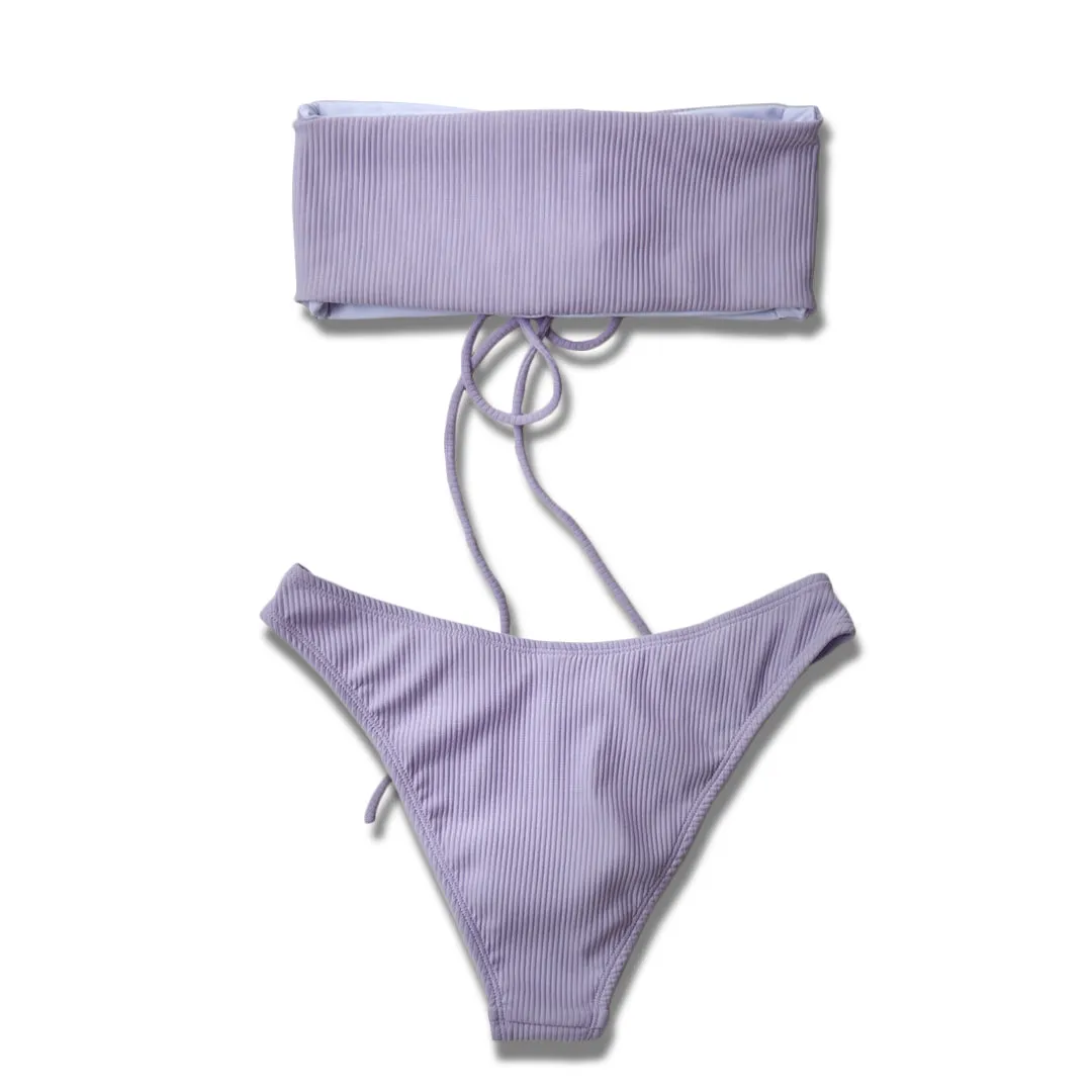 Jordan Ribbed Bikini Set in Lilac