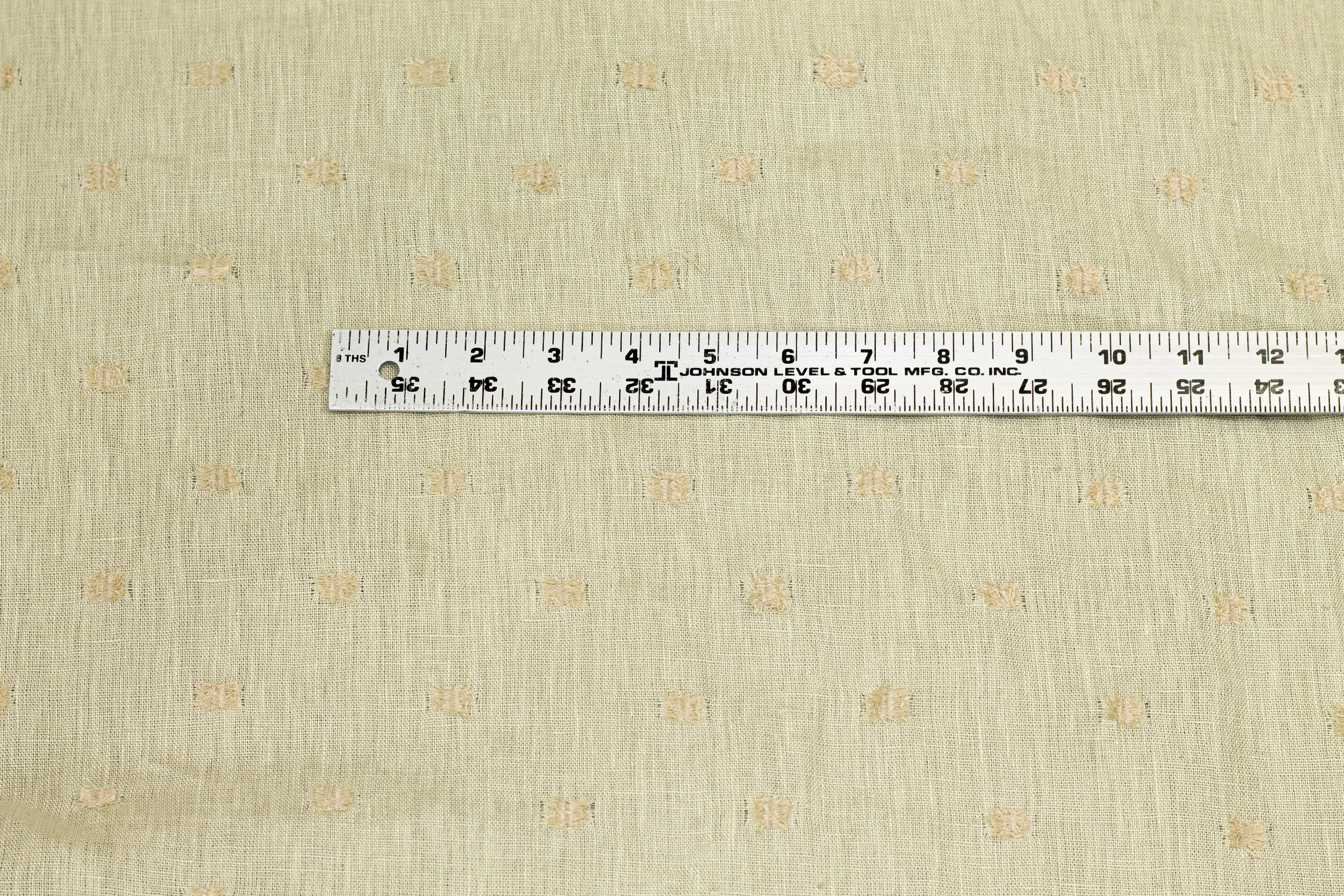 Khaki Embroidered Italian Linen