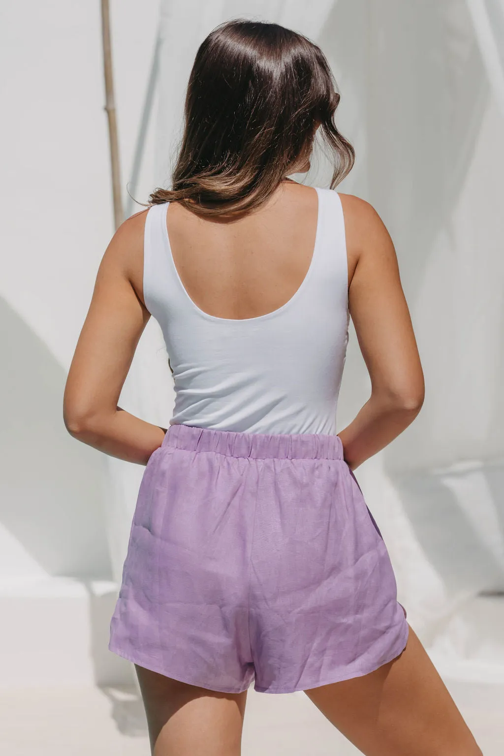 Kyla Linen Shorts - Lilac