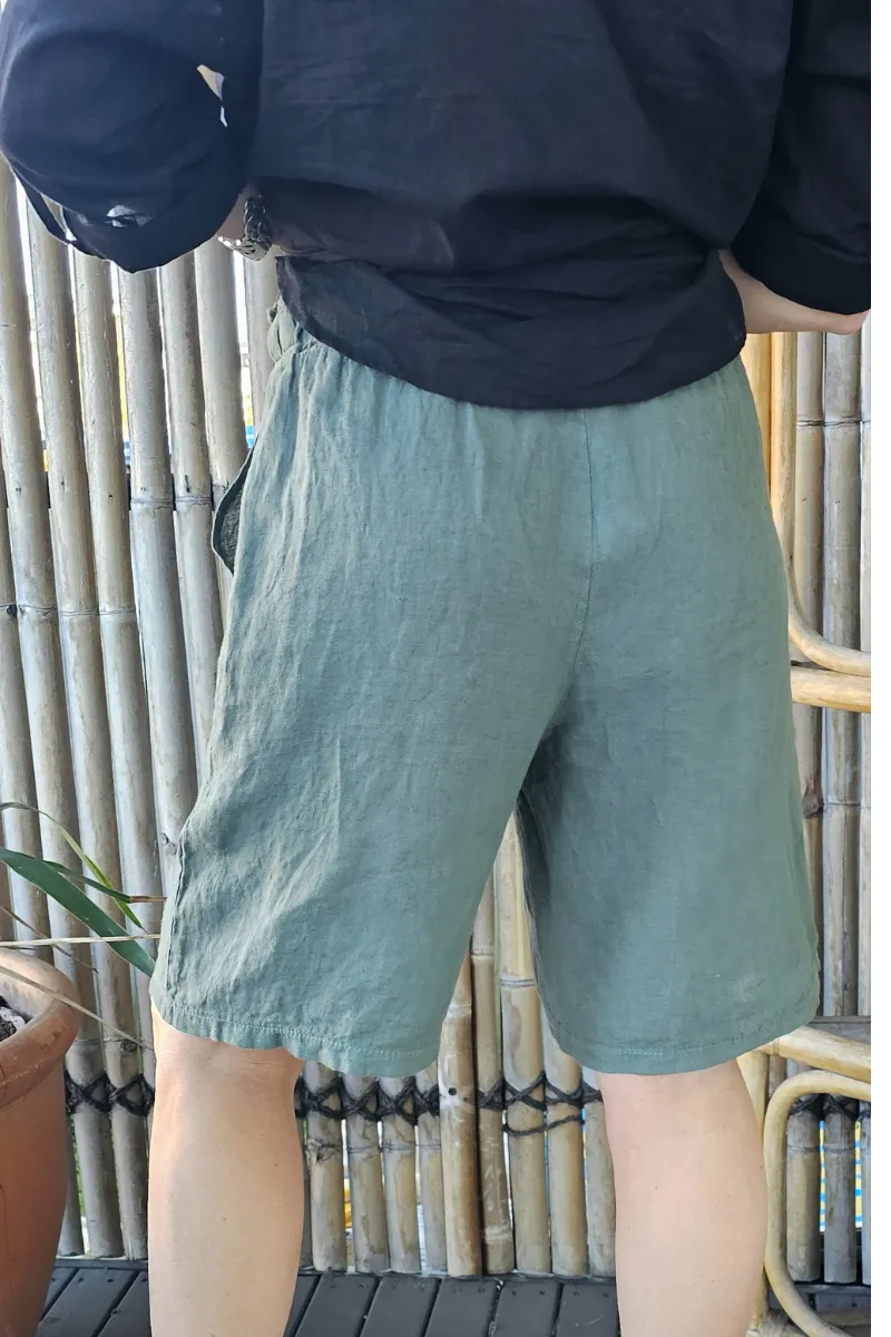 La Strada Italian Linen Long Short Black & Khaki