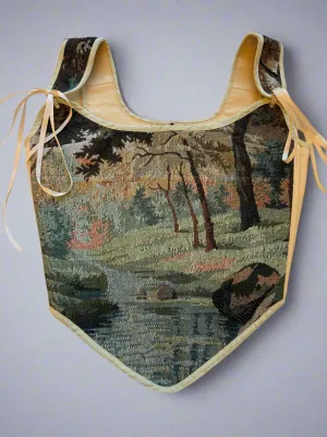 Lace-up Vintage Tapestry Corset Top, "River Scene” Pattern