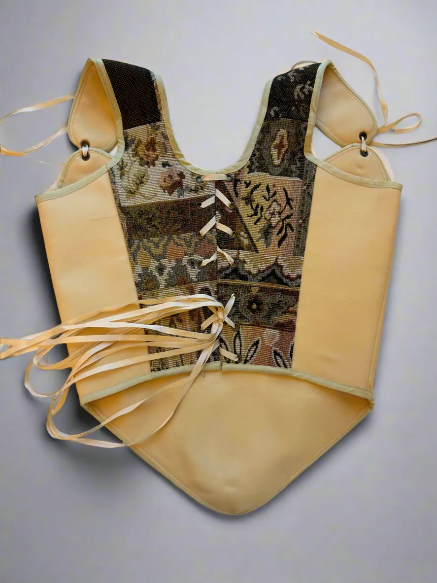 Lace-up Vintage Tapestry Corset Top, "Stag in Woods” Pattern