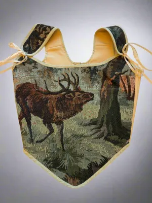 Lace-up Vintage Tapestry Corset Top, "Stag in Woods” Pattern