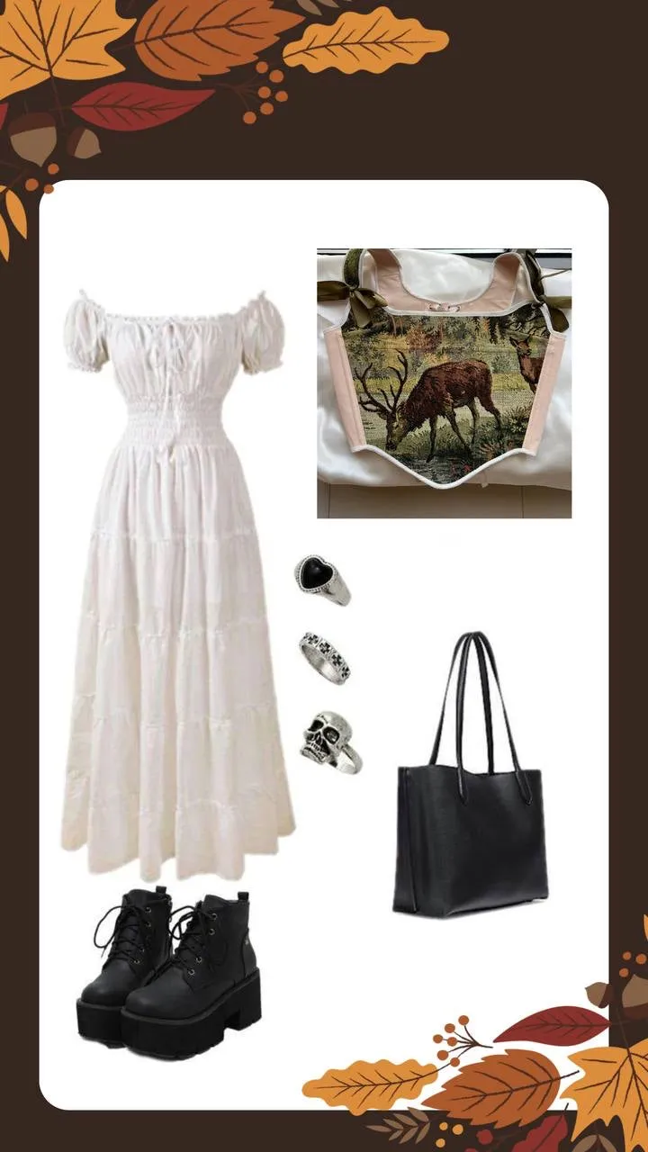Lace-up Vintage Tapestry Corset Top, “Whitetail Deer at the Edge of a Forest Pond” Pattern