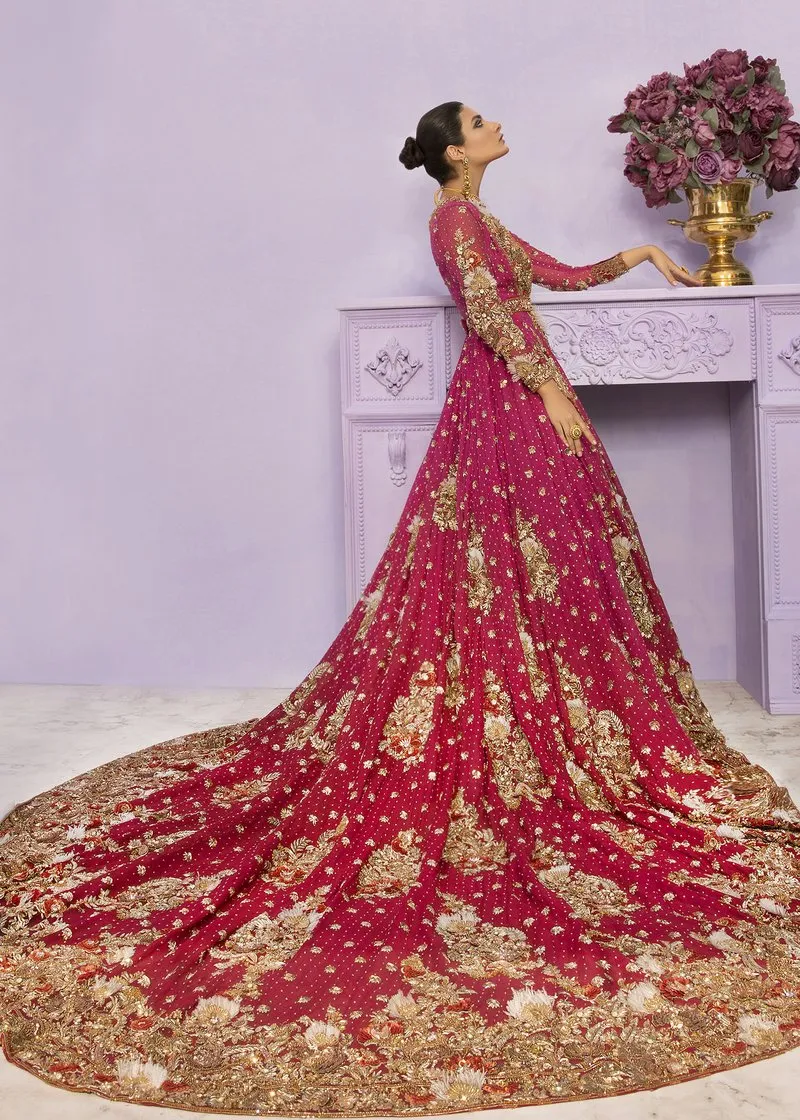 Latest Pakistani Embroidered bridal outfit online in pink color # B3468