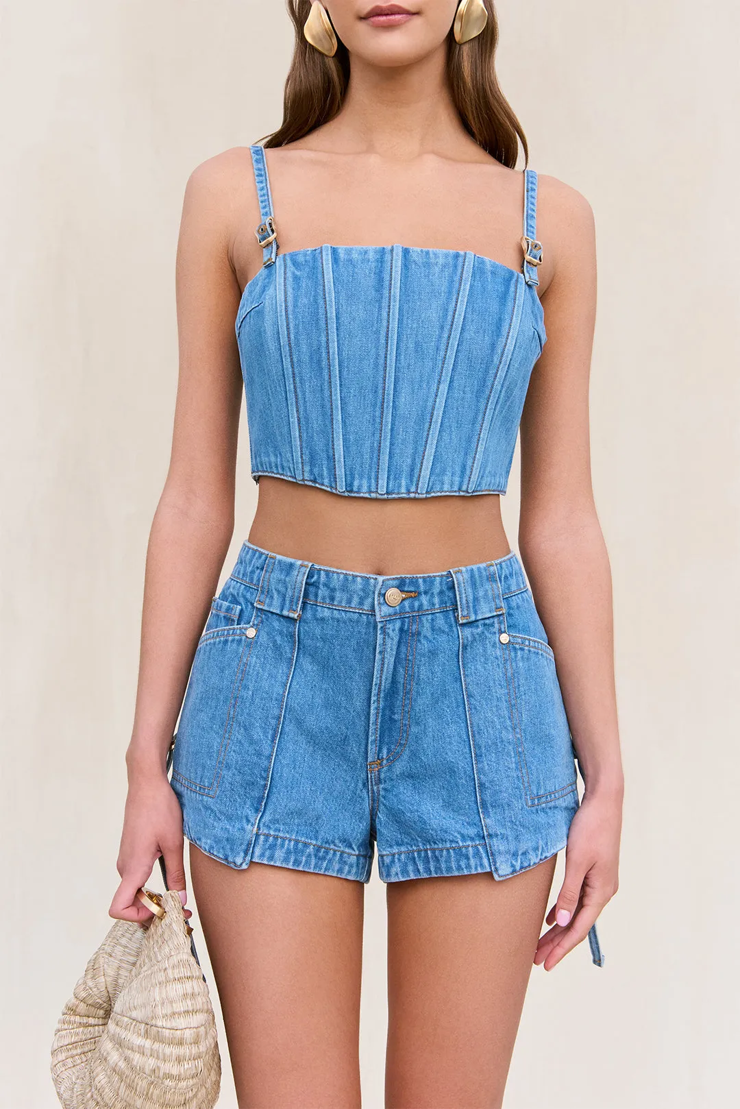 LAUREN TOP - MEDIUM STONE WASH