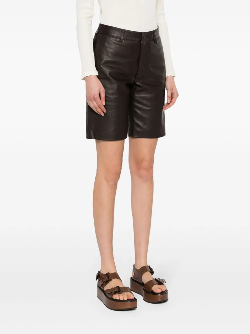 leather knee shorts