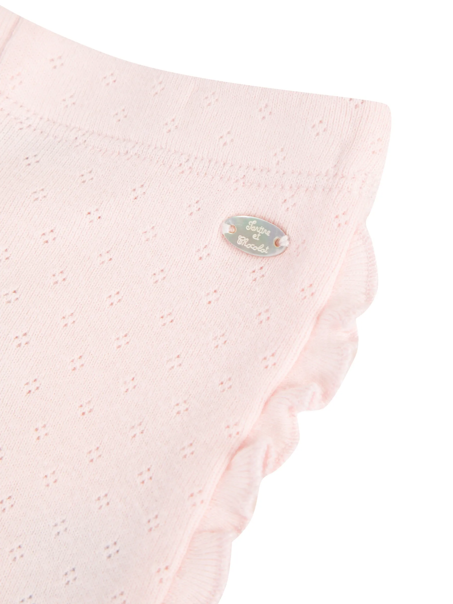 Leggings - Pale pink openwork cotton