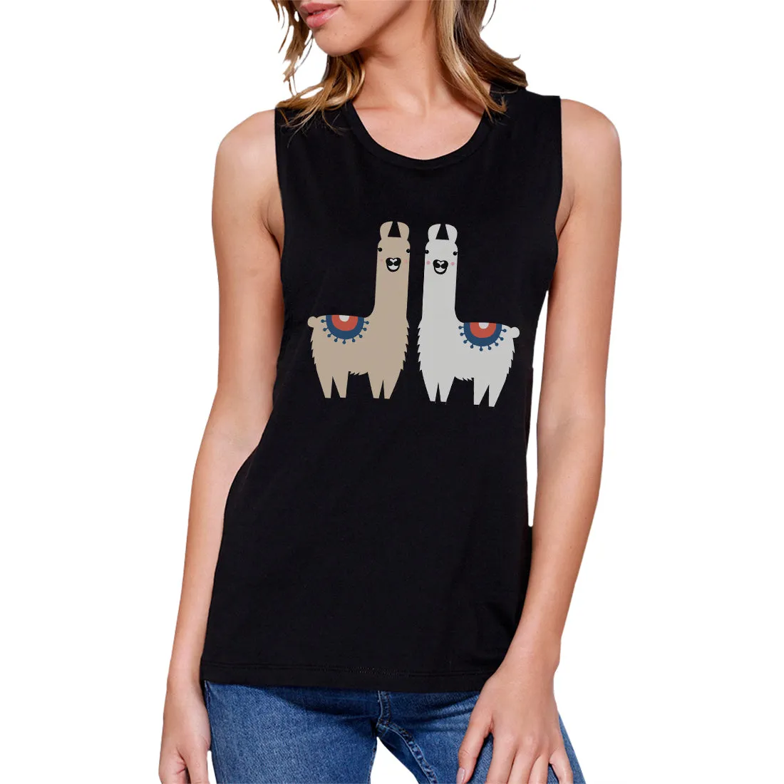 Llama Pattern Womens Muscle Shirt