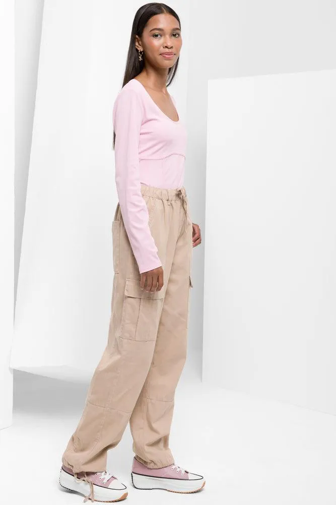 Long Sleeve Corset Top Pink