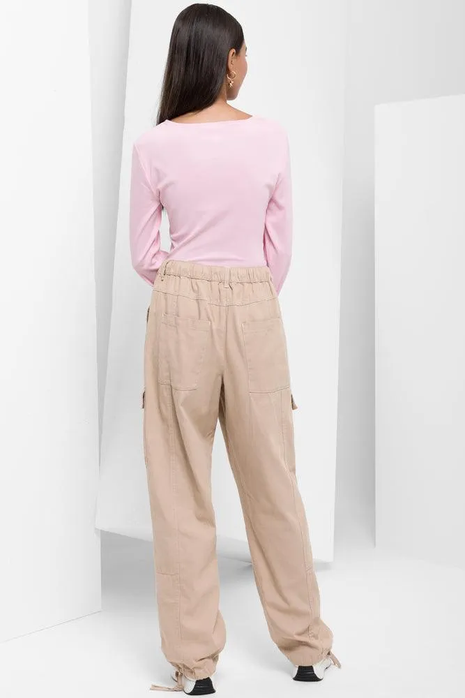 Long Sleeve Corset Top Pink