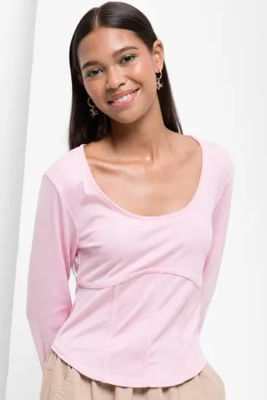 Long Sleeve Corset Top Pink