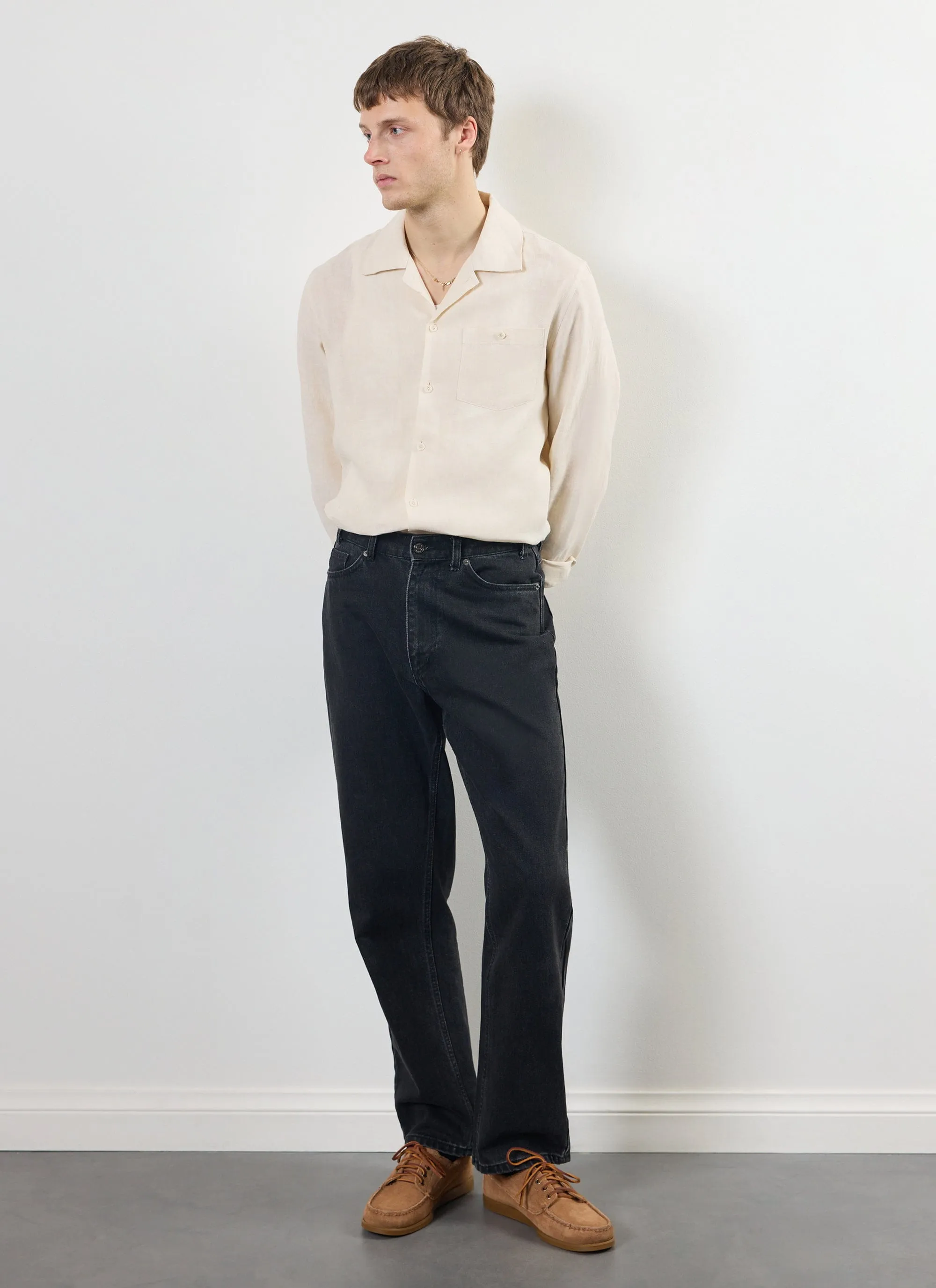 Long Sleeve Cuban Linen Shirt | Stone