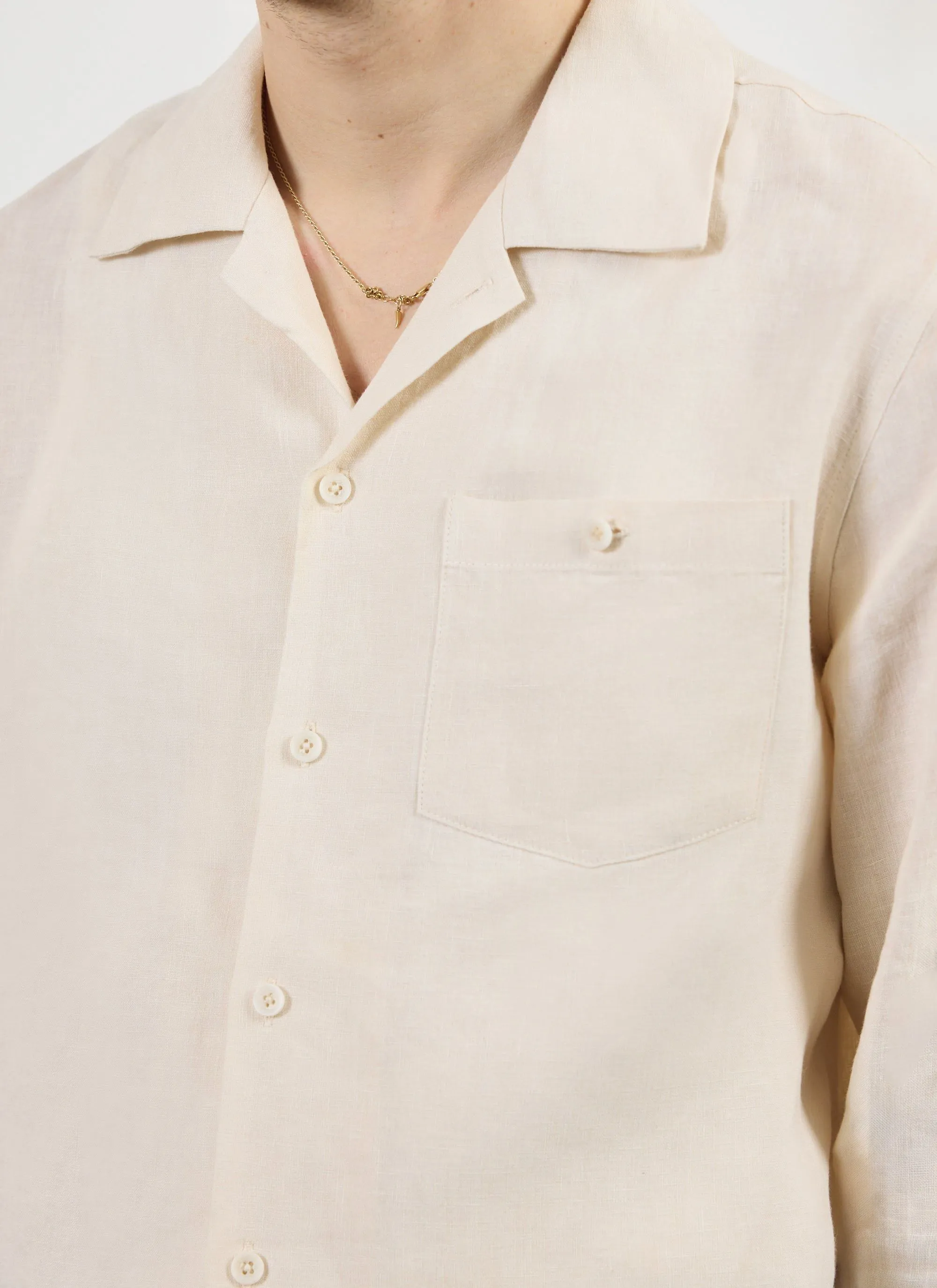 Long Sleeve Cuban Linen Shirt | Stone