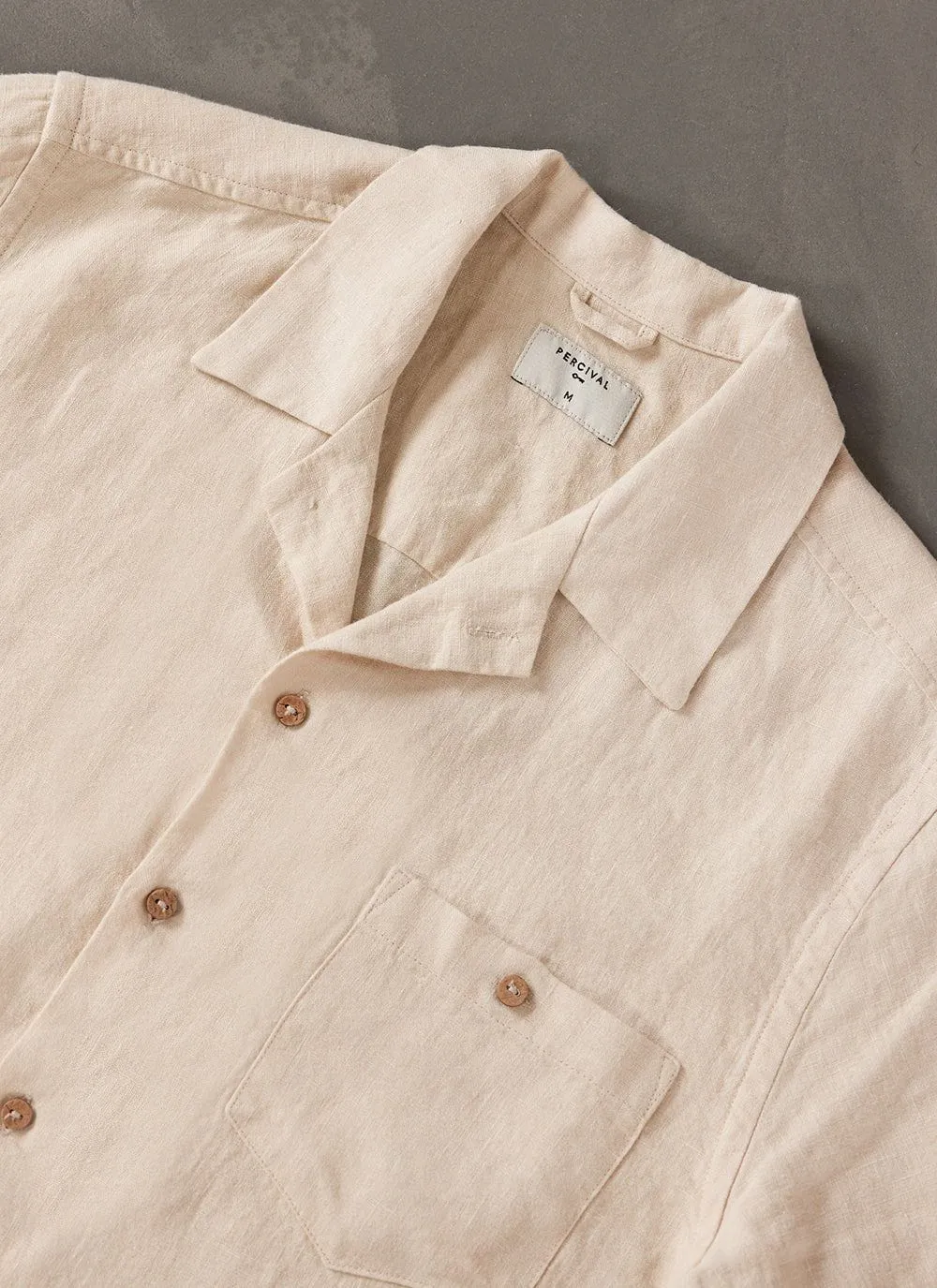 Long Sleeve Cuban Linen Shirt | Stone