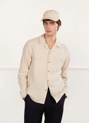 Long Sleeve Cuban Linen Shirt | Stone