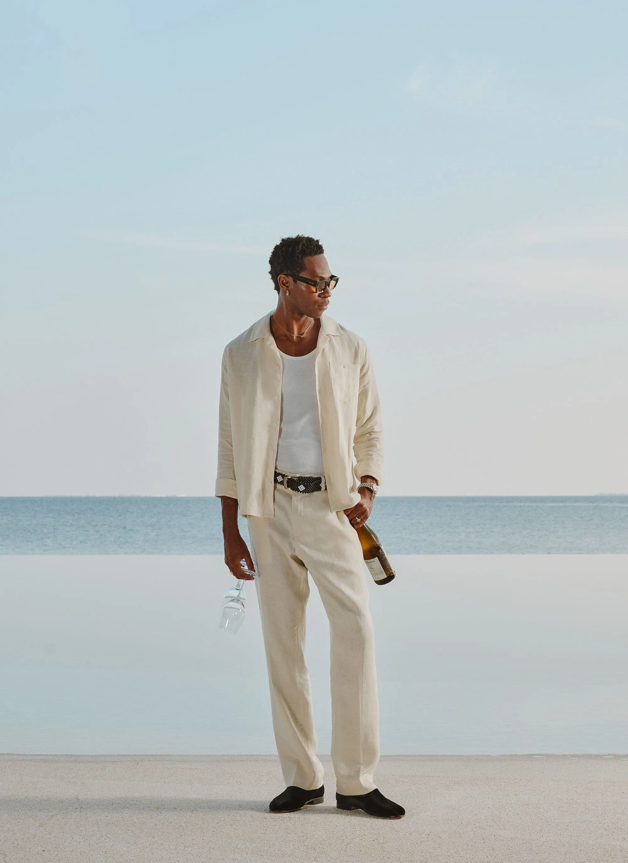 Long Sleeve Cuban Linen Shirt | Stone