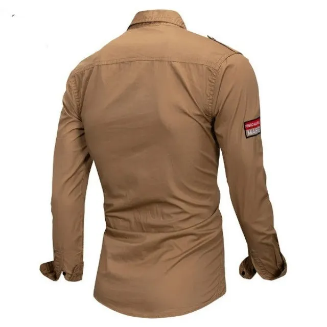 Long Sleeve  Military Shirt With Embroidery