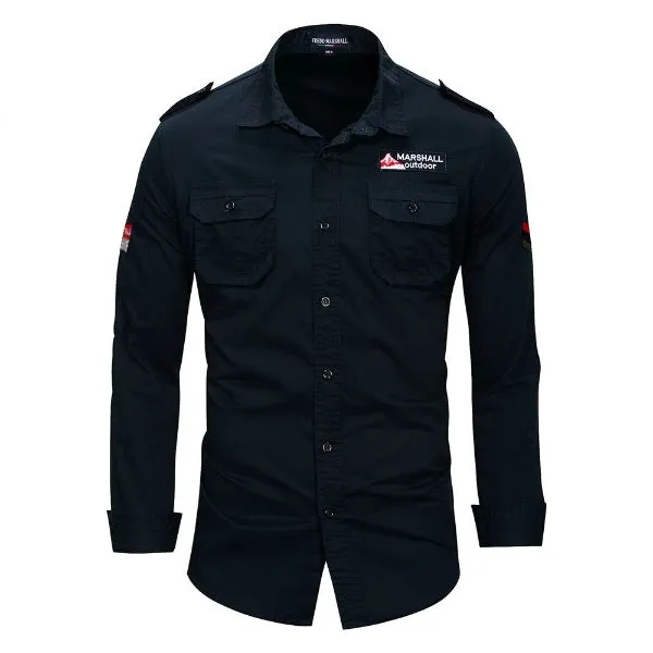 Long Sleeve  Military Shirt With Embroidery