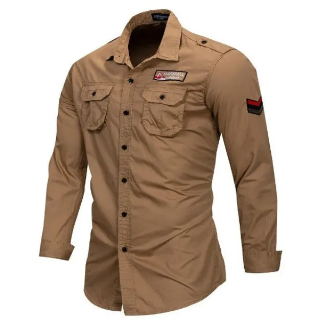 Long Sleeve  Military Shirt With Embroidery