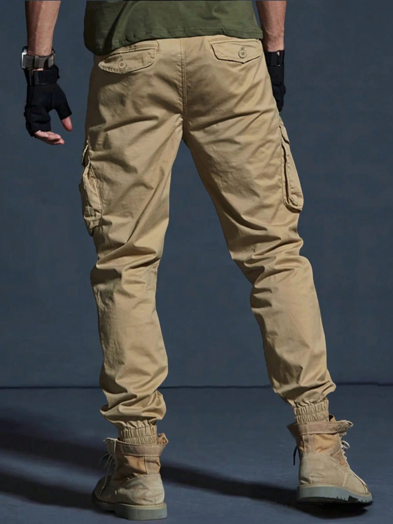 Manfinity Homme Men Flap Pocket Cargo Pants Without Belt Men's Convertible Hiking Pants