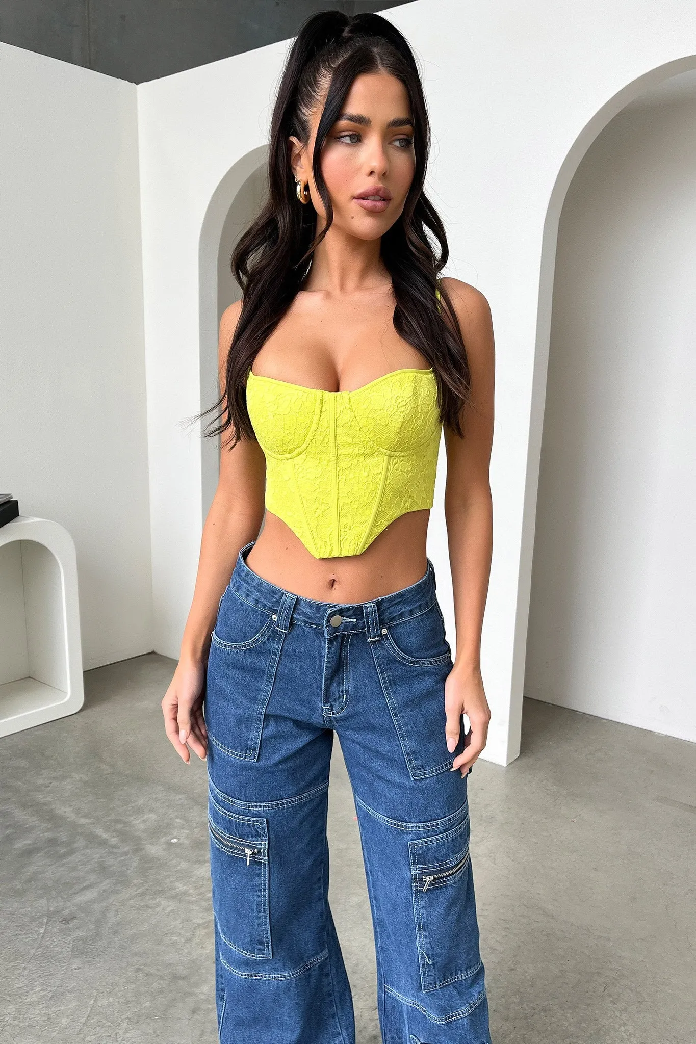 Marko Lace Corset - Lime