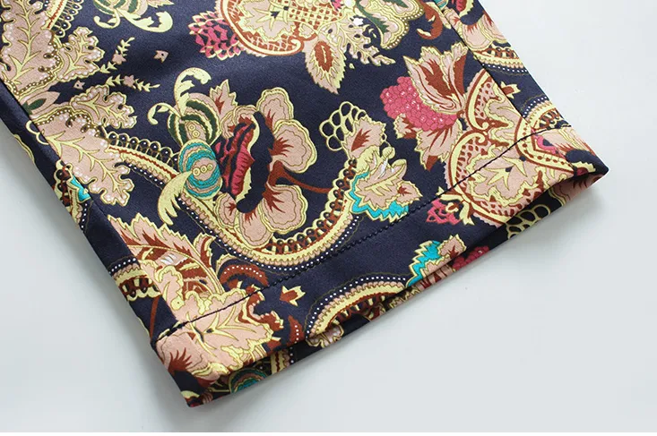 Men's Casual Slim Fit Cotton Vintage Flower Print Shorts