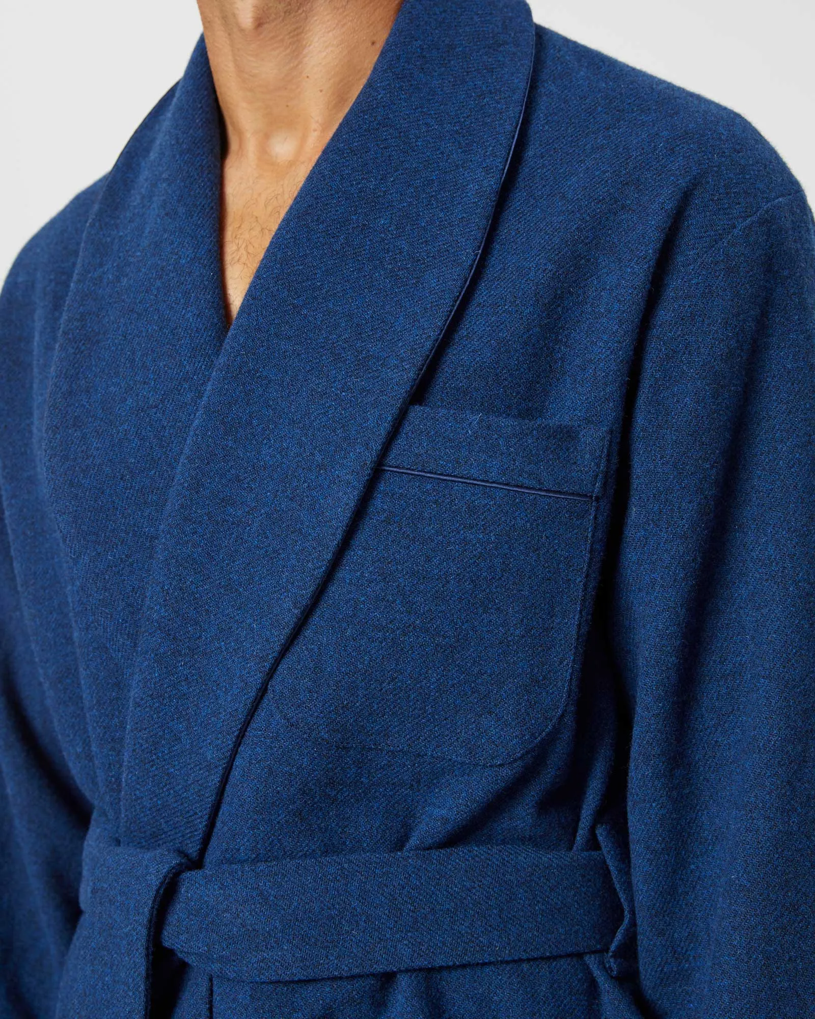 Men's Silk-Lined Wool Robe - Royal Blue
