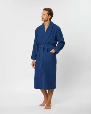 Men's Silk-Lined Wool Robe - Royal Blue
