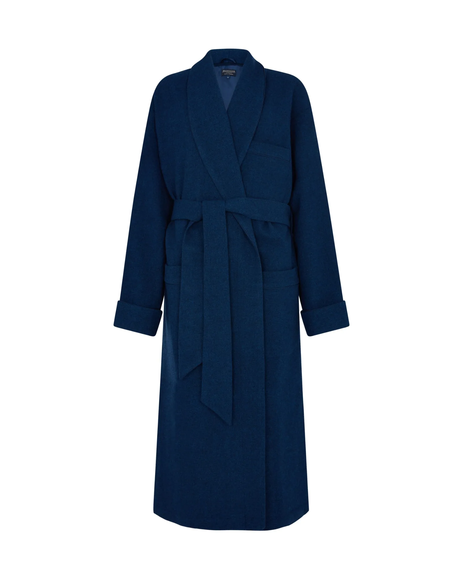 Men's Silk-Lined Wool Robe - Royal Blue