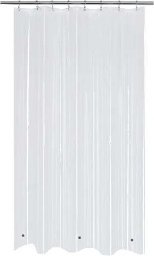 Mrs Awesome Stall Shower Curtain Liner with 3 Magnets 48 X 72 Inch, PEVA 8G Thick & Heavy Duty Plastic Shower Curtain for Bathroom, Waterproof, 48X72, Clear