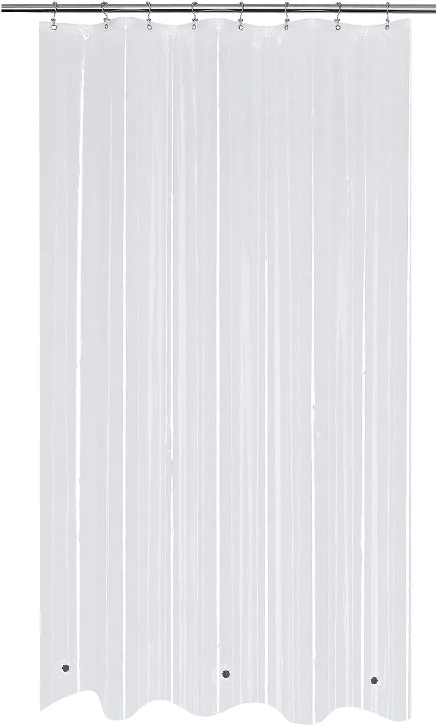 Mrs Awesome Stall Shower Curtain Liner with 3 Magnets 48 X 72 Inch, PEVA 8G Thick & Heavy Duty Plastic Shower Curtain for Bathroom, Waterproof, 48X72, Clear