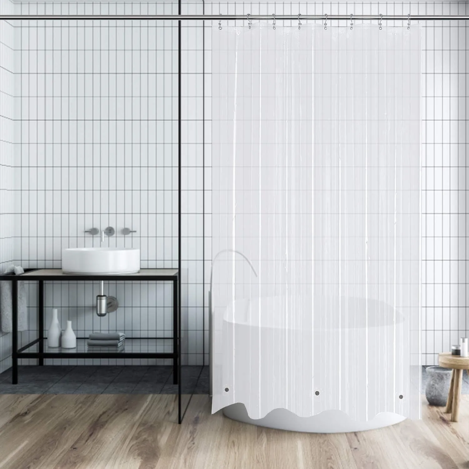 Mrs Awesome Stall Shower Curtain Liner with 3 Magnets 48 X 72 Inch, PEVA 8G Thick & Heavy Duty Plastic Shower Curtain for Bathroom, Waterproof, 48X72, Clear