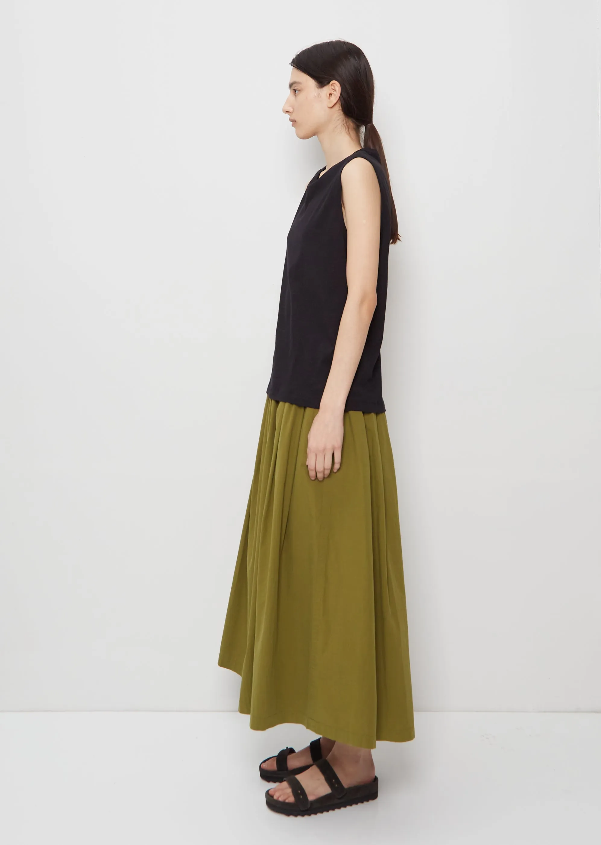 Muscle Cotton Linen Tank Top — Black