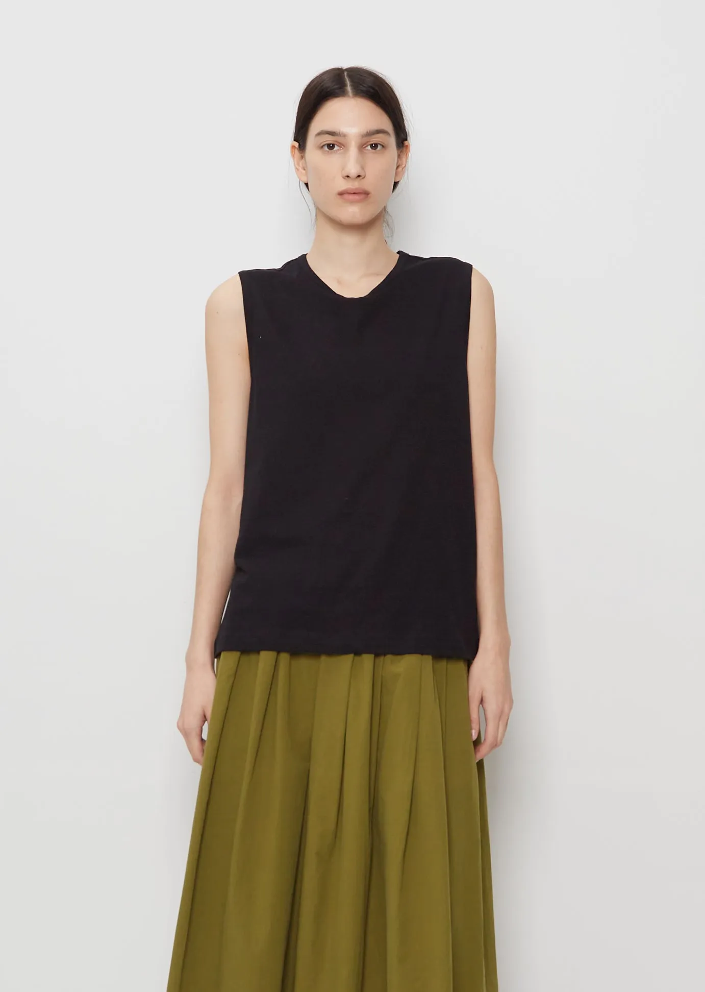 Muscle Cotton Linen Tank Top — Black