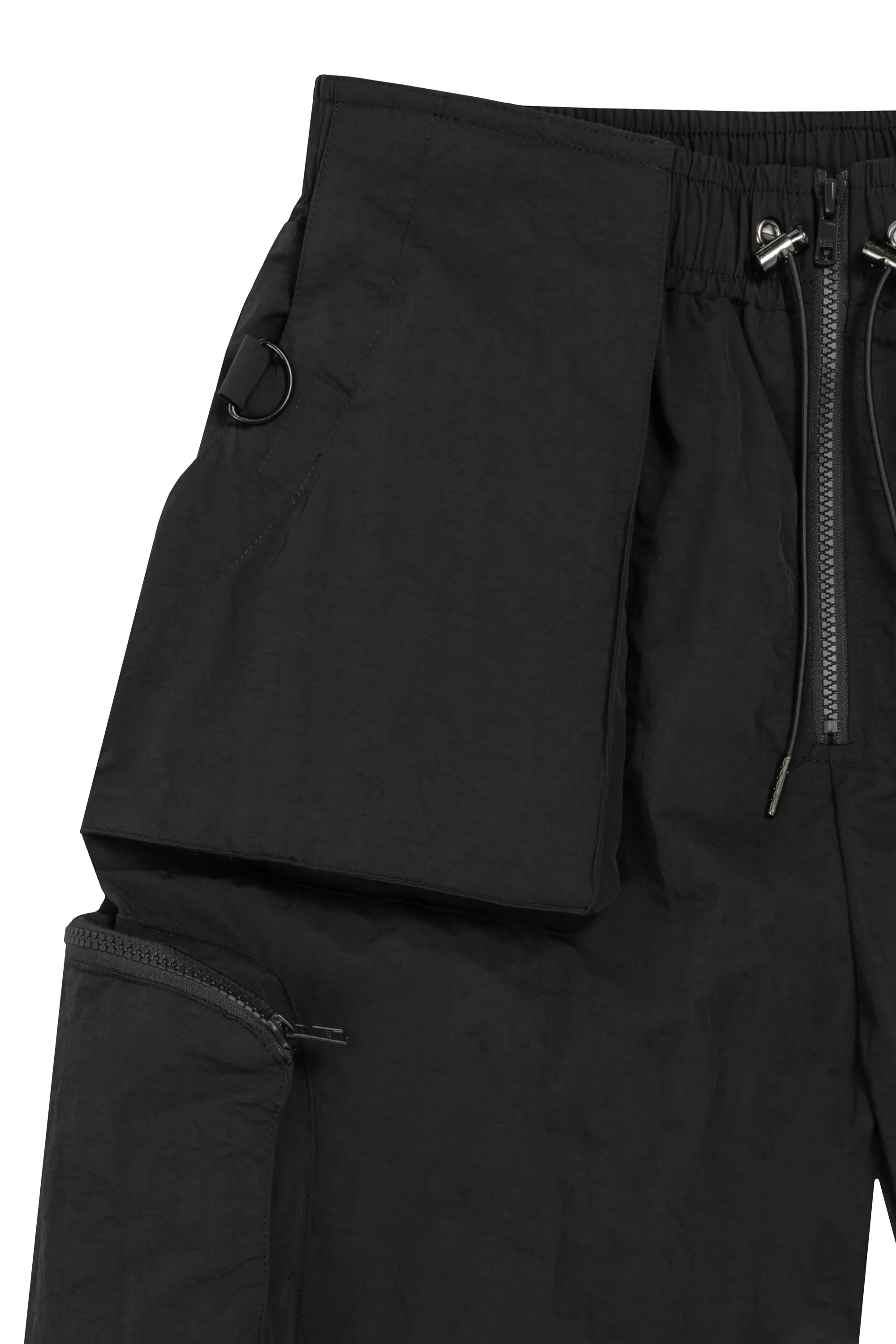 Nylon Parachute Pants- BLACK
